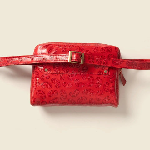 Red Paisley Leather Fanny Pack 7.5 Inch – Casual Style | Made in USA CASUPO  Handbags