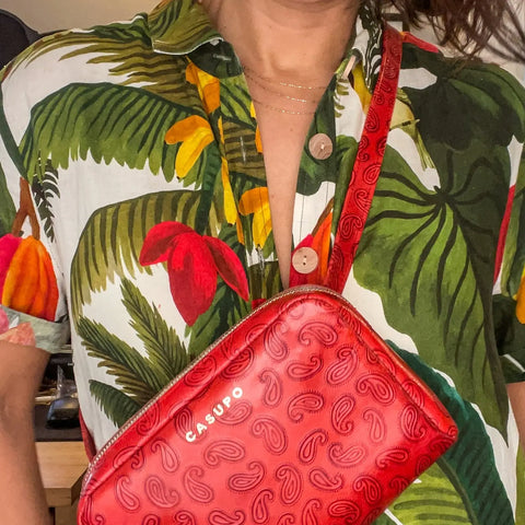 Red Paisley Leather Fanny Pack 7.5 Inch – Casual Style | Made in USA CASUPO  Handbags