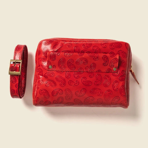 Red Paisley Leather Fanny Pack 7.5 Inch – Casual Style | Made in USA CASUPO  Handbags