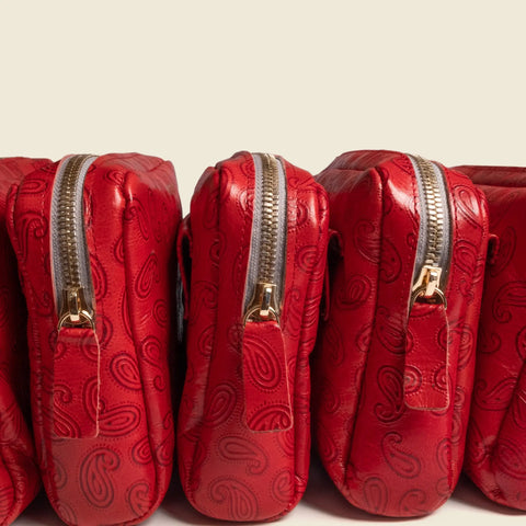 Red Paisley Leather Fanny Pack 7.5 Inch – Casual Style | Made in USA CASUPO  Handbags