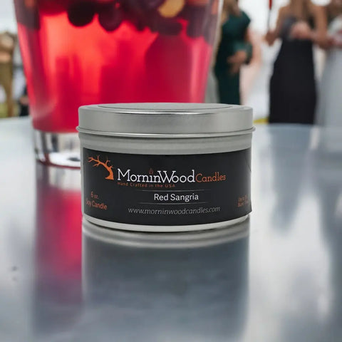Red Sangria Soy Tin Candle – 7oz Hand-Poured Home Fragrance – Fruity Summer Scent | Made in USA MorninWood Candles  Candles