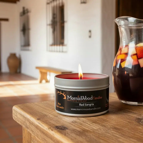Red Sangria Soy Tin Candle – 7oz Hand-Poured Home Fragrance – Fruity Summer Scent | Made in USA MorninWood Candles  Candles