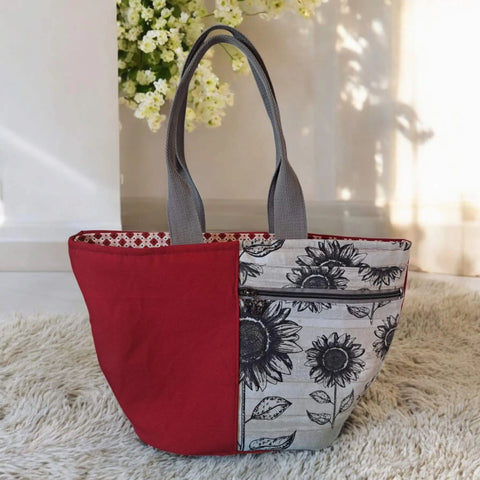 Red Sunflower Canvas Tote Bag 10.5 Inch – Durable Cotton Lined Handbag | Made in USA Frances Farm & Craft  Tote Bag