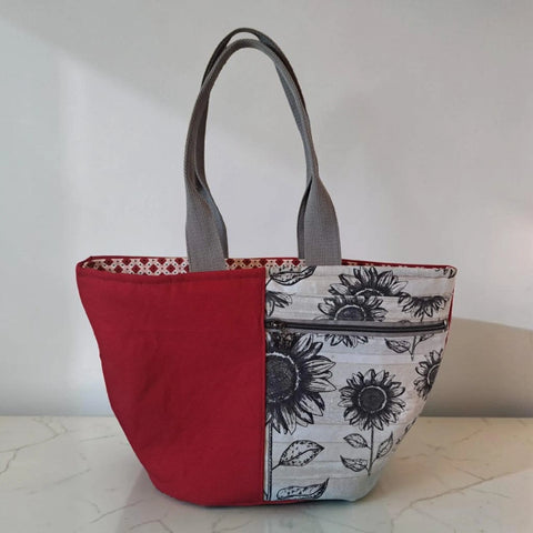 Red Sunflower Canvas Tote Bag 10.5 Inch – Durable Cotton Lined Handbag | Made in USA Frances Farm & Craft  Tote Bag
