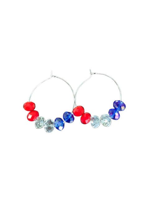Red White and Blue Patriotic Hoop Earrings with Pearl and Crystal Beads – Handmade Jewelry Set | Made in USA Michelle Marie Boutique  Jewelry Set