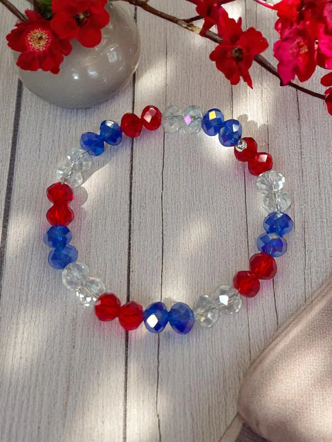 Red White and Blue Patriotic Hoop Earrings with Pearl and Crystal Beads – Handmade Jewelry Set | Made in USA Michelle Marie Boutique  Jewelry Set