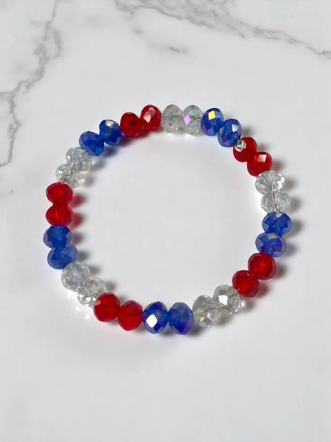 Red White and Blue Patriotic Hoop Earrings with Pearl and Crystal Beads – Handmade Jewelry Set | Made in USA Michelle Marie Boutique  Jewelry Set