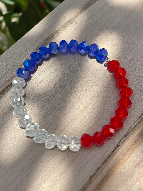 Red White and Blue Patriotic Hoop Earrings with Pearl and Crystal Beads – Handmade Jewelry Set | Made in USA Michelle Marie Boutique  Jewelry Set