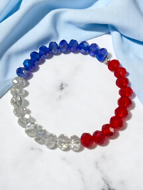 Red White and Blue Patriotic Hoop Earrings with Pearl and Crystal Beads – Handmade Jewelry Set | Made in USA Michelle Marie Boutique  Jewelry Set