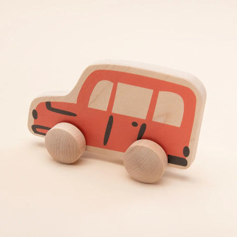 Red Wooden Push Toy Car 6 Inch – Durable Hard Maple Play Vehicle for Kids 3+ | Made in USA Uncle Goose  Rollers