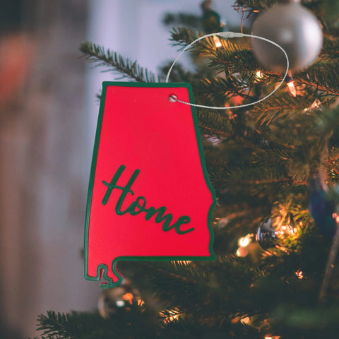 Red and Green State Holiday Ornament - Home Inscription State Christmas Decoration for Showing Your State Pride on Your Tree Chatelet Manufacturing 