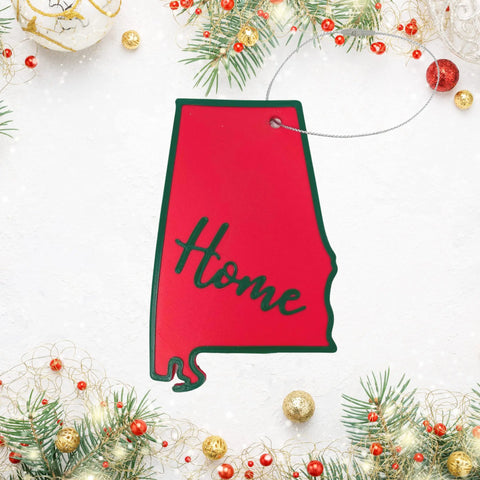 Red and Green State Holiday Ornament - Home Inscription State Christmas Decoration for Showing Your State Pride on Your Tree Chatelet Manufacturing 