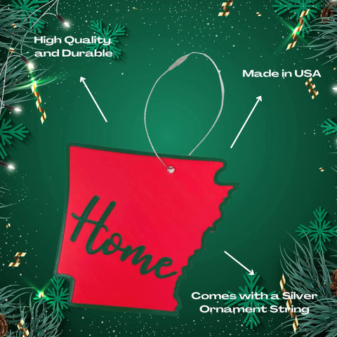 Red and Green State Holiday Ornament - Home Inscription State Christmas Decoration for Showing Your State Pride on Your Tree Chatelet Manufacturing 