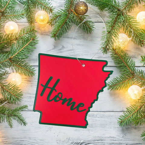 Red and Green State Holiday Ornament - Home Inscription State Christmas Decoration for Showing Your State Pride on Your Tree Chatelet Manufacturing 