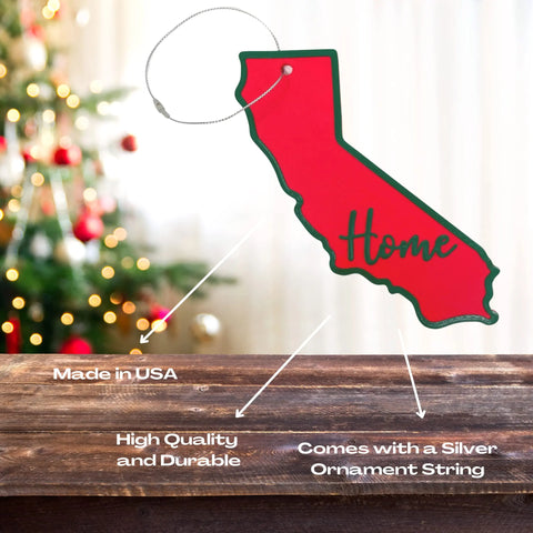 Red and Green State Holiday Ornament - Home Inscription State Christmas Decoration for Showing Your State Pride on Your Tree Chatelet Manufacturing 