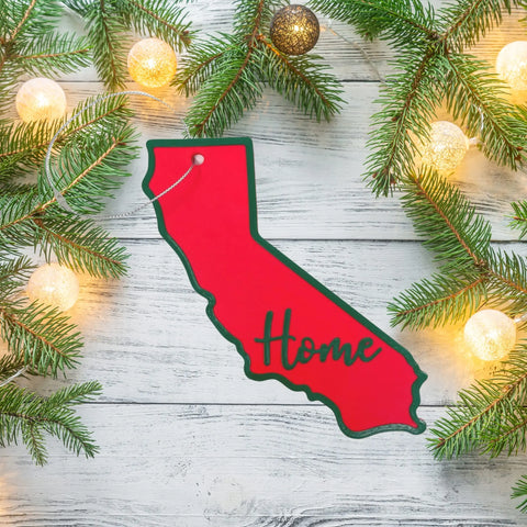 Red and Green State Holiday Ornament - Home Inscription State Christmas Decoration for Showing Your State Pride on Your Tree Chatelet Manufacturing 