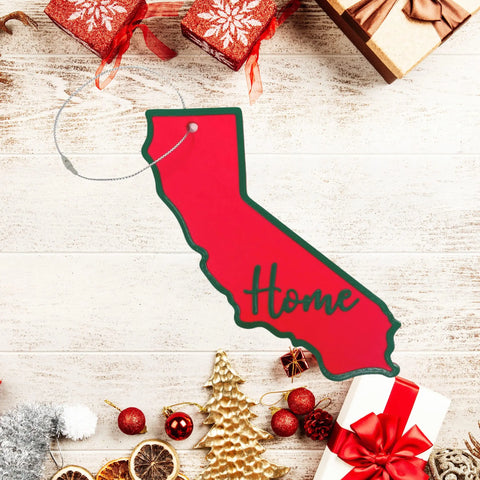 Red and Green State Holiday Ornament - Home Inscription State Christmas Decoration for Showing Your State Pride on Your Tree Chatelet Manufacturing 