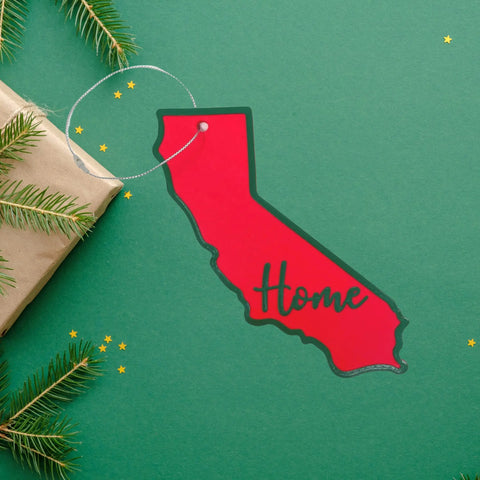 Red and Green State Holiday Ornament - Home Inscription State Christmas Decoration for Showing Your State Pride on Your Tree Chatelet Manufacturing 
