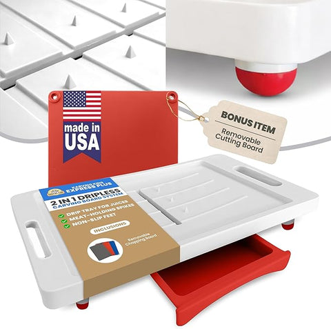 Dripless 2-in-1 Cutting Board System – Removable Tray – Made in USA Karving King 