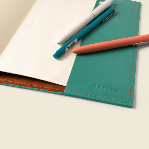 Refillable A5 Leather Notebook Cover 6.25x9.875 Inch – Teal | Handmade in USA CASUPO  Notebook Cover
