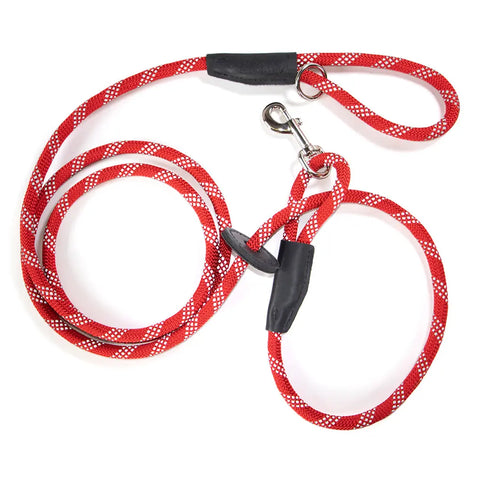 Reflective Combination Pet Harness Leash – 8.5 Ft Double-Braided Nylon Rope | Made in USA for Safety and Control Auburn Leathercrafters  item