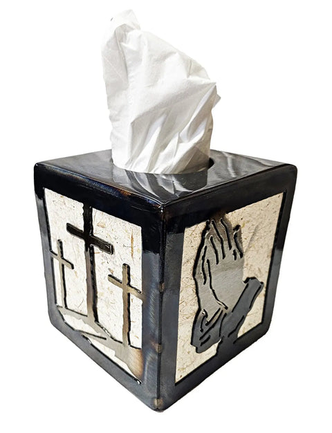 Religious Prayer Design Tissue Box Cover – Calvary Cross Symbol Home Decor | Made in USA Knights Home Decor  item