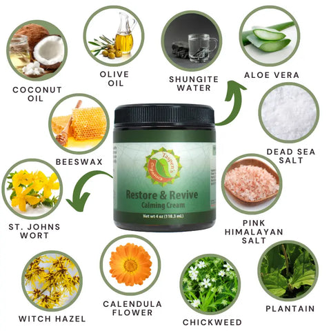 Restore and Revive Calming Cream – Natural Skin Soothing Care – Made in USA Taspen's Organics  Soothing Salves, Creams & Oils (2)