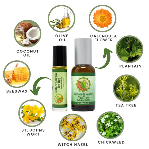 Restore and Revive Tea Tree Calming Roll-On 1oz – Natural Blemish Treatment | Made in USA Taspen's Organics  Soothing Salves, Creams & Oils (2)