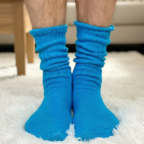 Retro Turquoise Cotton Crew Socks – Vintage Athletic Style – Made in USA Natural Fiber Socks Catherine Cole  socks