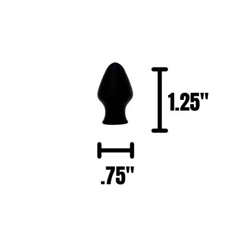 A small black plug, 1.25 tall and 0.75 wide, sits on a white background. This Chatelet Manufacturing Caulk Saver Plug (10-Pack) keeps caulk tubes sealed and reusable for mess-free storage. Made in USA.