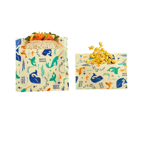 Reusable Snack and Sandwich Bags Set – Organic Waxed Cotton Food Storage Pouches | Made in USA by Bee's Wrap Bee's Wrap  Bee's Wraps