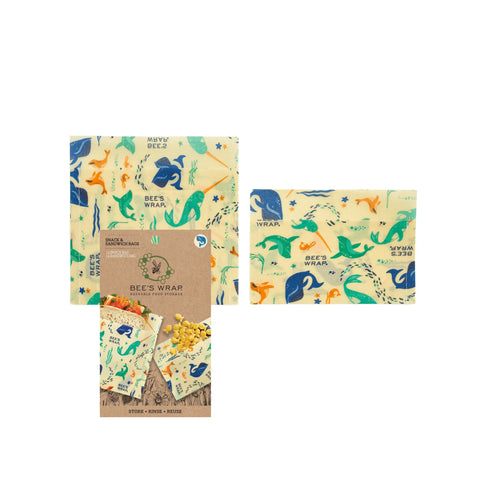 Reusable Snack and Sandwich Bags Set – Organic Waxed Cotton Food Storage Pouches | Made in USA by Bee's Wrap Bee's Wrap  Bee's Wraps