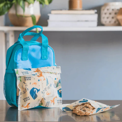 Reusable Snack and Sandwich Bags Set – Organic Waxed Cotton Food Storage Pouches | Made in USA by Bee's Wrap Bee's Wrap  Bee's Wraps