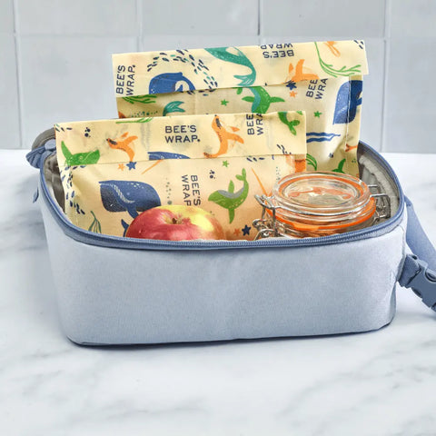 Reusable Snack and Sandwich Bags Set – Organic Waxed Cotton Food Storage Pouches | Made in USA by Bee's Wrap Bee's Wrap  Bee's Wraps