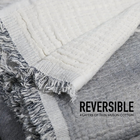Reversible 100% Cotton Muslin Throw Blanket – Lightweight Breathable Bedding | Made in USA Carolina Cottons  Throw Blankets