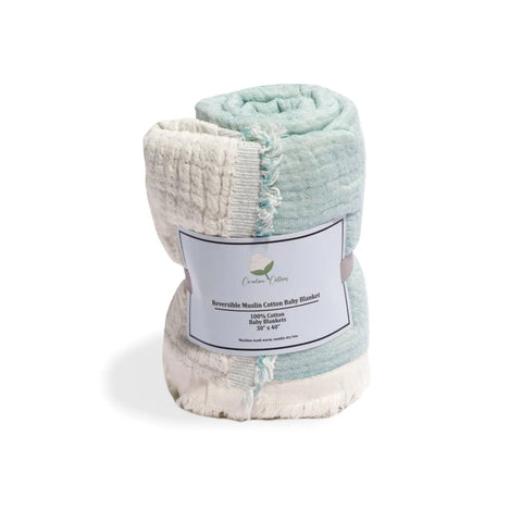 Reversible Muslin 100% Cotton Baby Blanket – Lightweight Breathable Swaddle Wrap | Made in USA Carolina Cottons  Throw Blankets