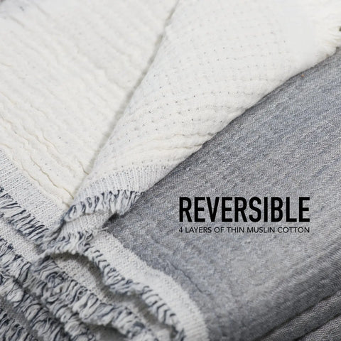 Reversible Muslin 100% Cotton Coverlet | 80x102 Inch – Lightweight Breathable Quilt Blanket | Made in USA Carolina Cottons  Throw Blankets