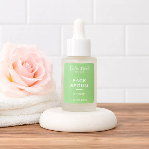 Revive Face Serum – 1oz Hydrating Botanical Blend with Bakuchiol and Hyaluronic Acid | Handmade in USA Taylor Made Organics  face serum