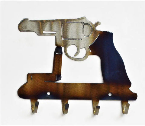 Revolver-Shaped Metal Key Holder – Rustic Wall Storage Rack for Keys and Small Items | Handmade in USA Knights Home Decor  item