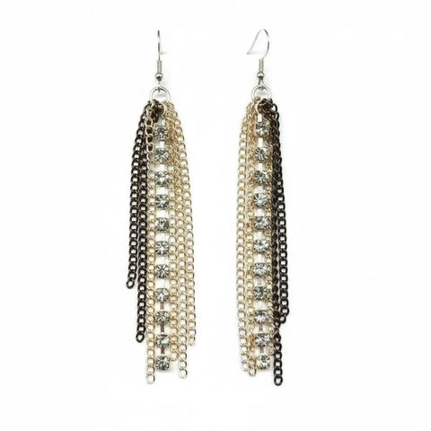 Rhinestone Crystal Chain Fringe Earrings Alexa Martha Designs  Earrings