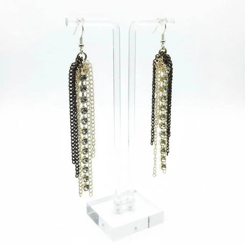Rhinestone Crystal Chain Fringe Earrings Alexa Martha Designs  Earrings