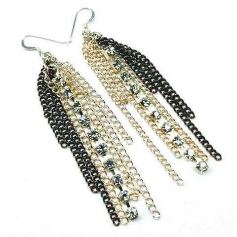 Rhinestone Crystal Chain Fringe Earrings Alexa Martha Designs  Earrings