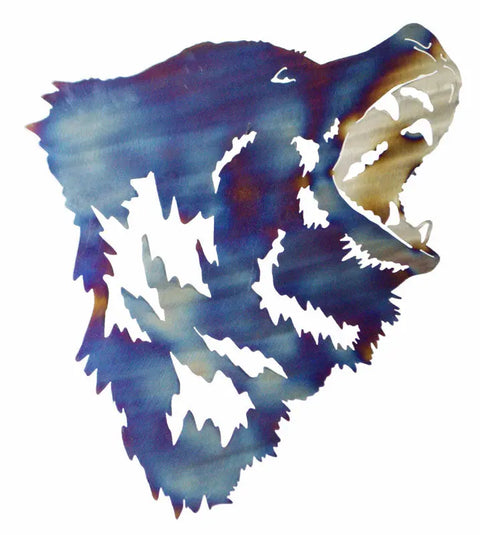 Roaring Bear Head Metal Wall Art – Handcrafted Rustic Animal Decor | Made in USA Knights Home Decor  item