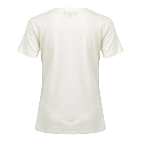 Back view of the Rocky Mountain - Canvas short-sleeved white T-shirt by Fireside Pine against a white background. This timeless design features no visible logos, patterns, or graphics for a clean, classic style.