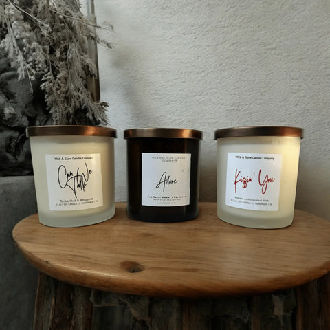 Romantic Scented Candle Set Trio – Hand-Poured Soy Wax 8.5oz Each | Made in USA Luxury Home Fragrance Wick and Glow Candle Company™  Candles