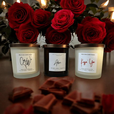Romantic Scented Candle Set Trio – Hand-Poured Soy Wax 8.5oz Each | Made in USA Luxury Home Fragrance Wick and Glow Candle Company™  Candles