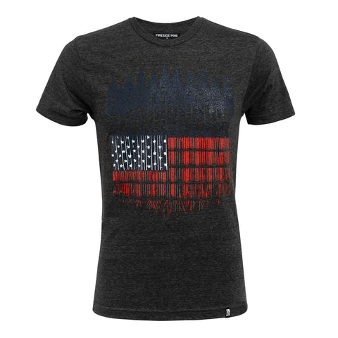 Rooted Charcoal Graphic Tee – Relaxed Fit 142 GSM | Made in USA Fireside Pine  Men's Shirt