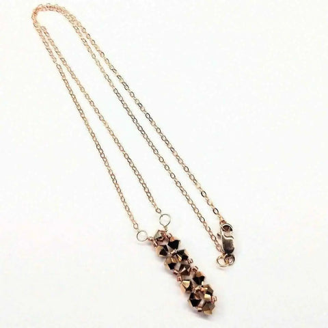 Rose Gold Crystal Bar Necklace – Handcrafted Beaded Pendant | Made in USA Alexa Martha Designs  Necklace