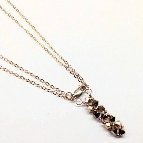Rose Gold Crystal Bar Necklace – Handcrafted Beaded Pendant | Made in USA Alexa Martha Designs  Necklace