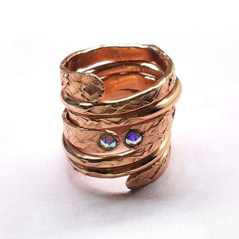 Rose Gold Crystal Wrap Around Ring – Handcrafted Rustic Jewelry | Made in USA Alexa Martha Designs  Ring